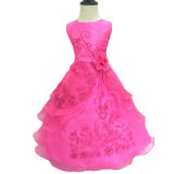 Flower girl dresses embroidery for weddings yellow white lace printing flowers girls dress for party prom birthday