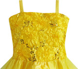 Flower Girl Dress Yellow Shinning Sequins Wedding Party Pageant Kids 2018 Summer Princess Dresses Kids Clothes Size 4-10