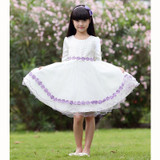 Flower Girl Dress For Weddings 2017 Pageant Ball Gowns White Lace Autumn Long Sleeve First Communion Dresses For Girls