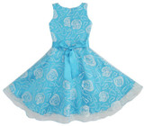 Flower Girl Dress Blue Rose Wedding Pageant Kids Boutique 2017 Summer Princess Party Dresses Children Clothes Size 4-12 Sundress