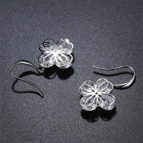 Clover Drop Earrings (White Gold)