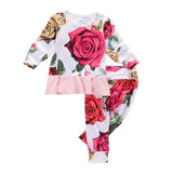 Flower Baby Girl Clothes 2016 Newborn Infant Toddler Kids Long Sleeve Hooded Top Shirt Pant 2pcs Outfit Bebek Giyim Clothing Set