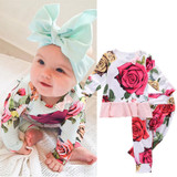 Flower Baby Girl Clothes 2016 Newborn Infant Toddler Kids Long Sleeve Hooded Top Shirt Pant 2pcs Outfit Bebek Giyim Clothing Set