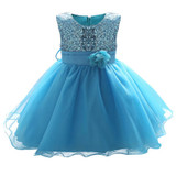 Flower Baby Girl Baptism Dress For Wedding Toddler Fancy Clothes Blue Dress Baby 1 Year Birthday Dress For Girls Infant Clothing