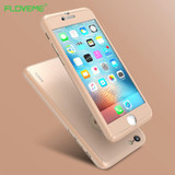 FLOVEME Case For iPhone 7 6 6S Case 360 Degree Full Coverage for iPhone 6 6S 7 Plus Cases Protective Cover Coque +Tempered Glass
