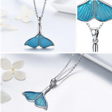 Ocean Blue Enamel Mermaid Necklace