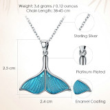 Ocean Blue Enamel Mermaid Necklace