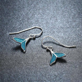 Ocean Blue Enamel Mermaid Drop Earrings