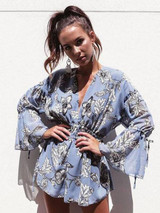 Floral V-Neck V-back Bohemia Romper