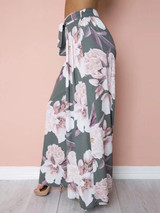 Floral Wide Leg Bottom Casual Pants