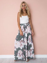Floral Wide Leg Bottom Casual Pants