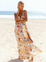 Floral V-neck Backless Split-side Maxi Dress
