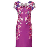 Floral Summer Dress Women 2017 Elegant Bodycon Women Dress New Fashion Casual Silver Purple Red Ladies Vestidos Backless Dress