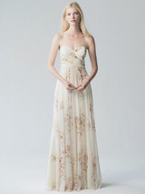Floral Strapless Waisted Evening Dress