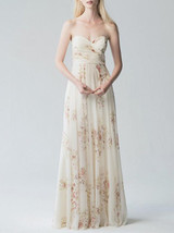 Floral Strapless Waisted Evening Dress