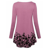 Floral Printed Tunic Tops Long Sleeve A Line Plus Size Blouse
