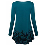 Floral Printed Tunic Tops Long Sleeve A Line Plus Size Blouse