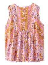 Floral Printed Sleeveless Blouses&Shirts Tops