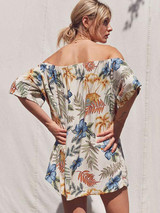 Floral Printed Off-the-shoulder Bohemia Mini Dress
