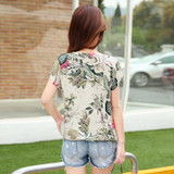 Floral Print Women's Blouses ladies Shirts Summer Tops Casual Plus Size blouse shirt fashion korean 2016 new blusas female