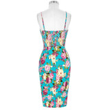 Floral Print Women Dress Sexy Summer Bodycon Pencil Dresses Pinup Rockabilly 50s Vintage Dress Cocktail Party Club Gown Vestidos