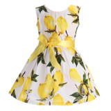 Floral Print Sleeveless Cotton Princess Wedding Little Girls Dress Party ;Flower lemon Children Beach Kid Summer Dress Girl 2017