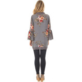 Floral Print Lace Chiffon Blouse Shirt Women Open Stitch Flare Sleeve Elegant Ladies Blouses Loose Top Female Shirts Blusas 2017