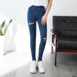 2016 New Simple Fashion Womens Jeans Leggings Nine Pants Elastic Denim Pencil Pants Skinny Jeggings Jeans Women Pantalon Femme