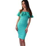 2016 New Ruffles Slash Neck Summer Dress Women Off Shoulder Casual Dress Sexy Vestidos Black Red Blue Club Party Dresses