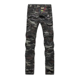 2016 New Mens Camouflage Jeans Motocycle Camo Military Slim Fit Famous Designer Biker Jeans With Zippers Men Balmai Jeans Men