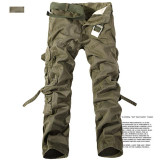 2016 New Men Workout Style Multi Pocket Cargo Pants Combat Casual Cotton Loose Long Straight Trousers Plus Size