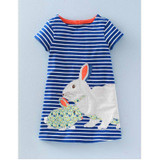 2016 New Lovely Rabbit Kids Baby Girls Clothing Summer Dresses Navy White Striped Cartoon Tutu Cute Dress Outfits 2 3 4 5 6 7y