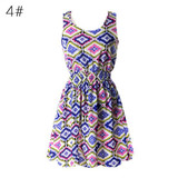 2017 Summer Sundress Fashion Women Sexy Chiffon Sleeveless A-line dress Beach Floral Tank Mini Dresses