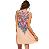 2017 Summer Style Women Vestidos New Fashion Vintage Print Mini Boho Dress
