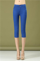 2017 Summer Style Women pants capris  woman candy color slimming capris pants cotton skinny denim capris for women plus size