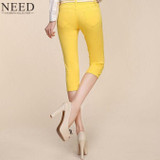 2017 Summer Style Women pants capris  woman candy color slimming capris pants cotton skinny denim capris for women plus size
