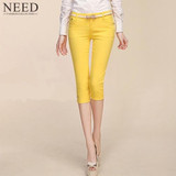 2017 Summer Style Women pants capris  woman candy color slimming capris pants cotton skinny denim capris for women plus size