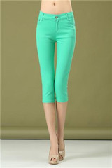2017 Summer Style Women pants capris  woman candy color slimming capris pants cotton skinny denim capris for women plus size