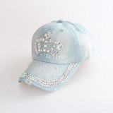 2017 Summer Style Women Adjustable Rhinestone Diamante Crown Denim Sun Baseball Hat Cap Women Caps  l1