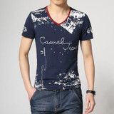 2017 summer style T-shirt men casual print short sleeve cotton t shirt slim  patchwork Tee shirt Top plus size 3Xl 4Xl 5Xl