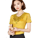 2017 Summer Style Blusa Crochet Diamond Lace Blouse Elegant Women Fashion Tops Plus Size Sexy Slim Hollow Out Shirts 918B 25