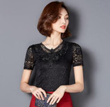 2017 Summer Style Blusa Crochet Diamond Lace Blouse Elegant Women Fashion Tops Plus Size Sexy Slim Hollow Out Shirts 918B 25