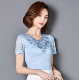 2017 Summer Style Blusa Crochet Diamond Lace Blouse Elegant Women Fashion Tops Plus Size Sexy Slim Hollow Out Shirts 918B 25