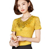 2017 Summer Style Blusa Crochet Diamond Lace Blouse Elegant Women Fashion Tops Plus Size Sexy Slim Hollow Out Shirts 918B 25