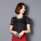2017 Summer Style Blusa Crochet Diamond Lace Blouse Elegant Women Fashion Tops Plus Size Sexy Slim Hollow Out Shirts 918B 25