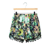 2017 Summer Style Boho Women Shorts Floral Printed Pom Pom Hem Elastic Waist Sexy Short Casual Beach Pantalones Cortos Mujer
