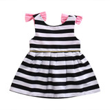 2017 Summer Striped Baby Girls Dress Sleeveless Backless Bow Princess Girl Mini Dress Toddler Kids Party Costume Clothes