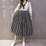 2017 Summer Spring Women Pleated Wide Leg Pants Loose High Waisted Chiffon Pants Ladies Fashion Striped Ankle-length Pant S-XL 2017 Summer Spring Women Pleated Wide Leg Pants Loose High Waisted Chiffon Pants Ladies Fashion Striped Ankle-length Pant S-XL