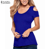 2017 Summer Sexy Women Blusas Vintage Lace Crochet Short Sleeve Hollow Backless Off Shoulder Tee Tops Solid Blouse Shirts