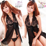 2017 Summer Sexy Girls Lace Nightie See Through Lingerie G-string Thong Sleepwear Women Fashion Candy Color Delight Nightgown